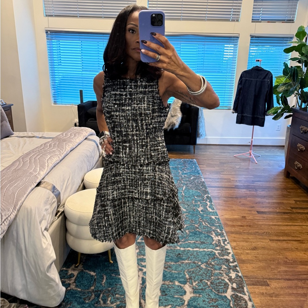Likely Black and White Tweed Mini Dress
